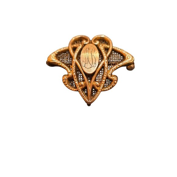 Vintage Jewelry - Antique Chatelaine Gold Filled Brooch/Holder With Mesh (A8179)